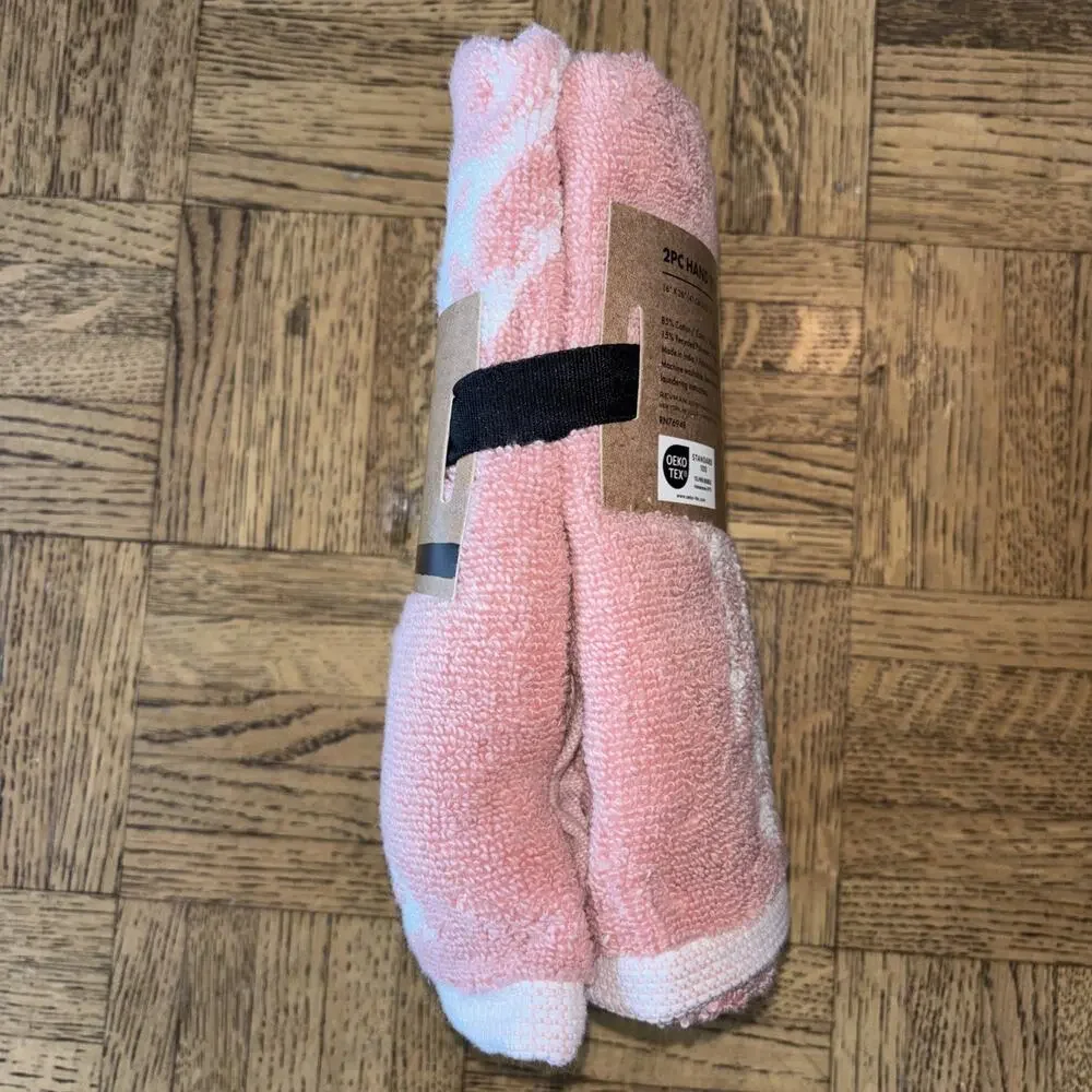 Wrangler Cowboy Like Me Pink Peach Boots Hat Hand Towels White Set of 2 NEW